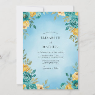 Invitación Boda de verano azul cielo vívido
