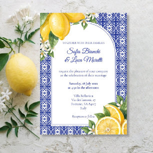Invitación Boda de Verano con Azulejo Azul Limón Amalfi Itali