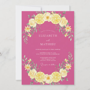 Invitación Boda de verano con cítrico y magenta intenso