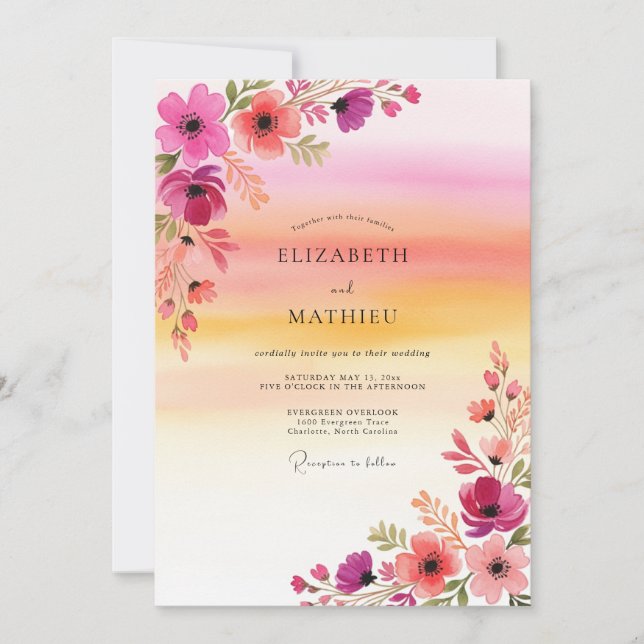 Invitación Boda de verano con espíritu magenta (Anverso)