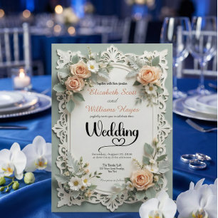 Invitación Boda de verano con estampado floral romántico reli