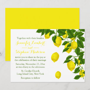Invitación Boda de verano con limón amarillo y verde cítrico