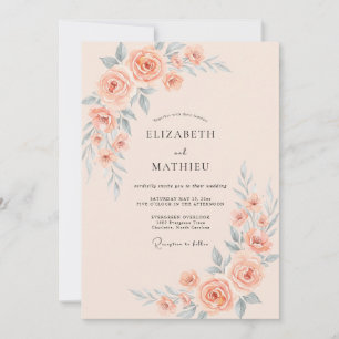 Invitación Boda de verano con melocotón apagado