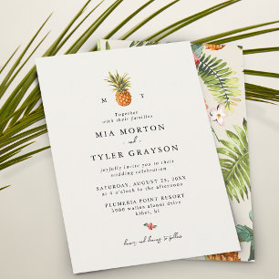 Invitación Boda de verano con patrón tropical de piña