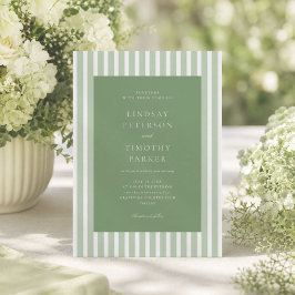 Invitación Boda de verano con rayas verdes retro