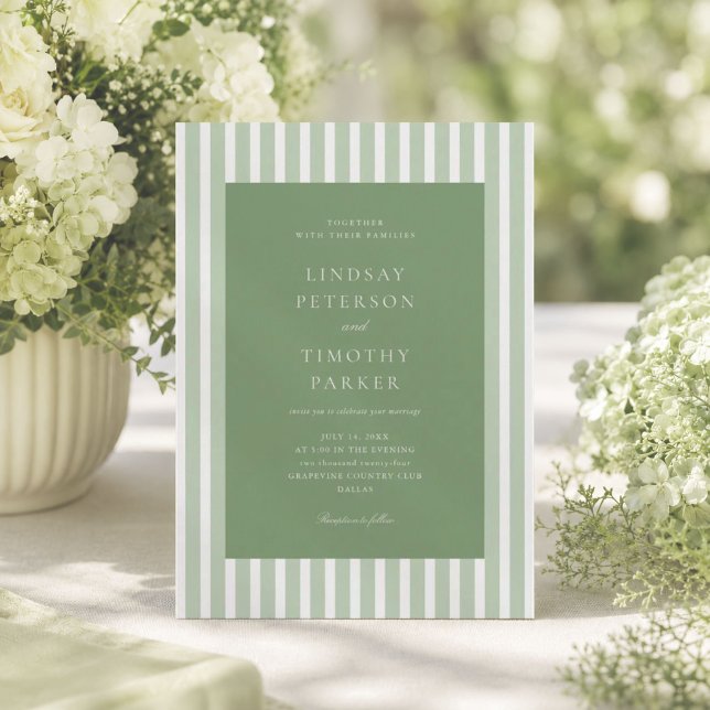Invitación Boda de verano con rayas verdes retro (Subido por el creador)