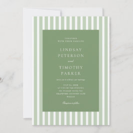 Invitación Boda de verano con rayas verdes retro