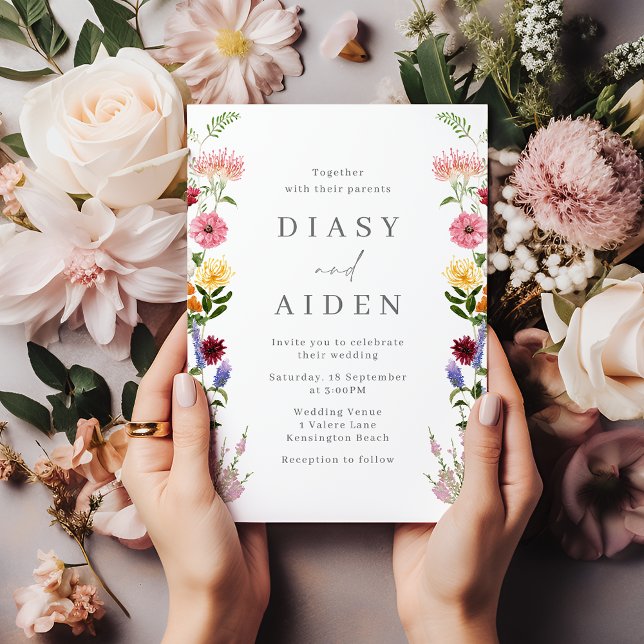 Invitación Boda de verano de acuarela de flores silvestres (Subido por el creador)