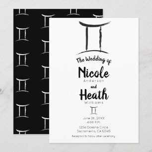 Invitación Boda de verano de astrología zodiacal de GEMINI ma