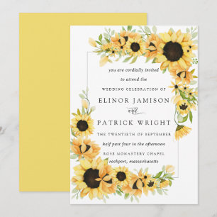 Invitación Boda de verano de Boho amarillo girasol ruso