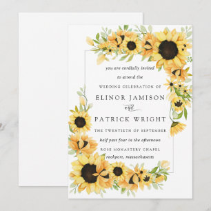 Invitación Boda de verano de Boho amarillo girasol ruso