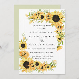 Invitación Boda de verano de Boho amarillo girasol ruso
