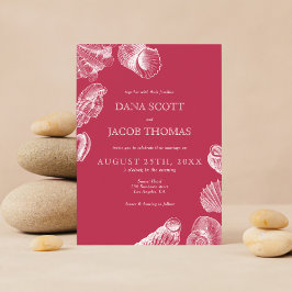 Invitación Boda de verano de concha marina Viva Magenta en la