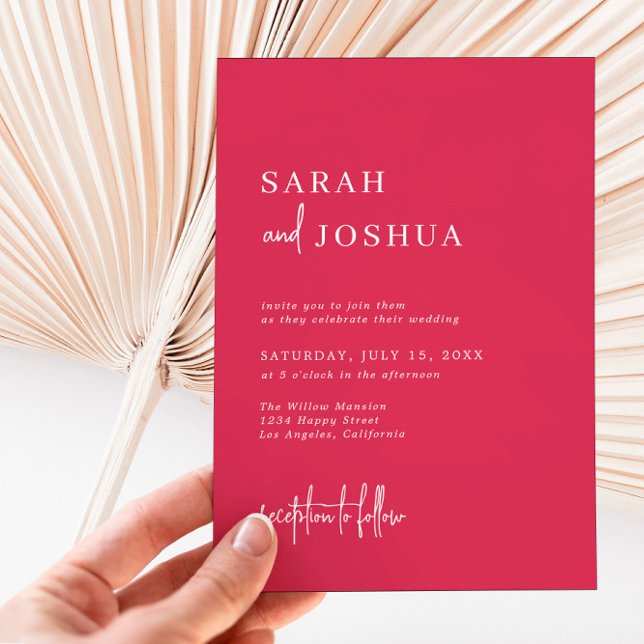 Invitación Boda de verano de escritura magenta simple moderna (Subido por el creador)