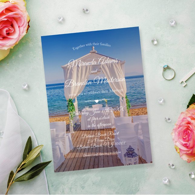 Invitación Boda de verano de Floral Tropical Ocean Beach (Subido por el creador)