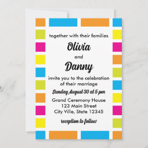 Invitación Boda de verano de franjas coloridas