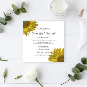 Invitación Boda de verano de girasol amarillo