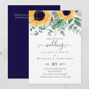 Invitación Boda de verano de girasoles Eucalyptus Greenerener
