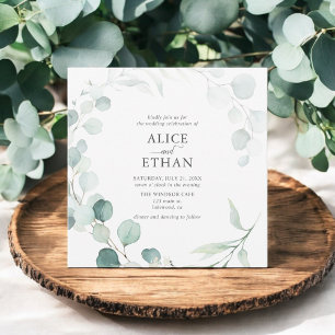 Invitación Boda de verano de guión de eucalipto ruso