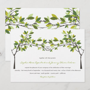 Invitación Boda de verano de hojas verdes anudadas de árboles
