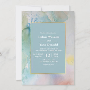 Invitación Boda de verano de la acuarela azul Pastel de presu
