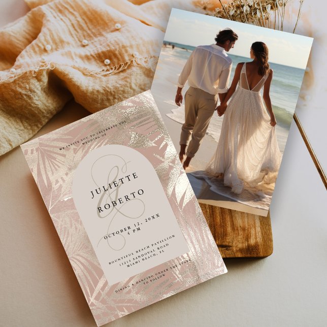 Invitación Boda de verano de la hoja de palma tropical cepill (Subido por el creador)