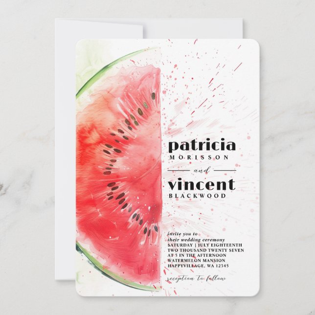 Invitación Boda de verano de la sandía (Anverso)