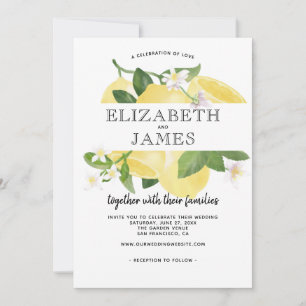 Invitación Boda de verano de limón fresco cítrico amarillo