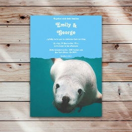 Invitación Boda de verano de Marina Blue Underwater Sea Lion 