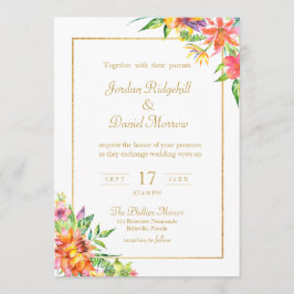 Invitación Boda de verano de Moda de acuarela tropical floral