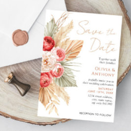 Invitación Boda de verano de otoño elegante floral boho