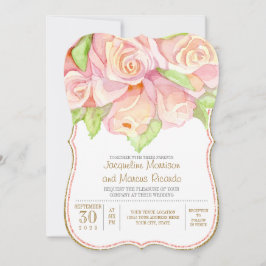 Invitación Boda de verano de primavera acuarela Rose Bouquet