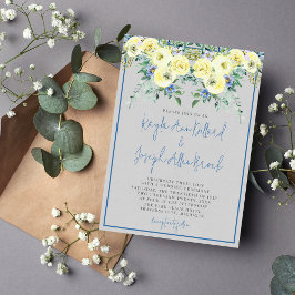 Invitación Boda de verano de primavera amarilla azul amor flo
