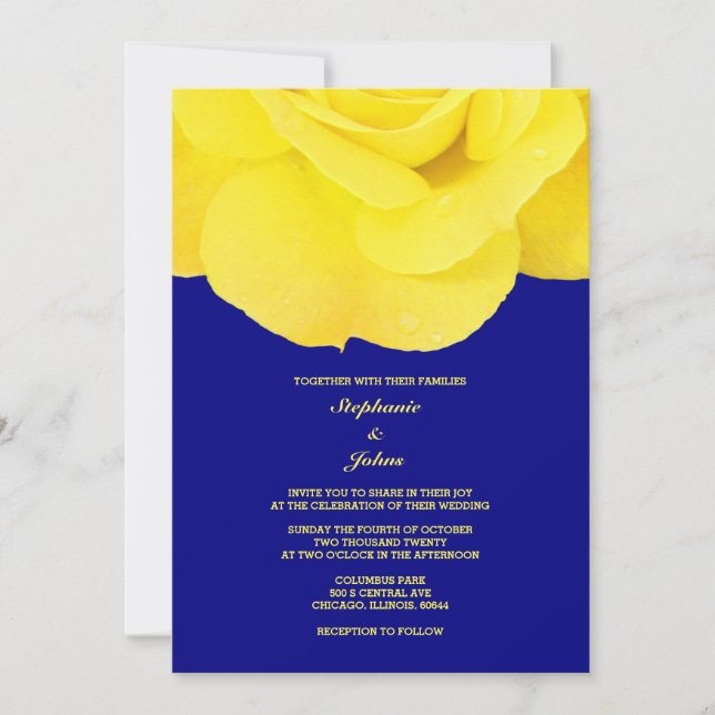 Invitación Boda de verano de primavera floral azul de la mari (Anverso)