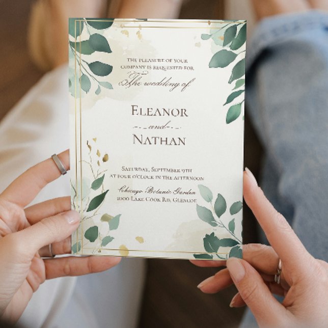 Invitación boda de verano de primavera y hojas verdes (Subido por el creador)