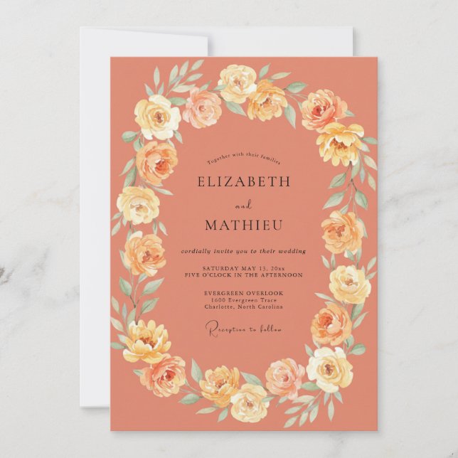 Invitación Boda de verano de terracota cautivadora (Anverso)