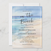Boda de verano de Trendy Beach Watercolor Ocean