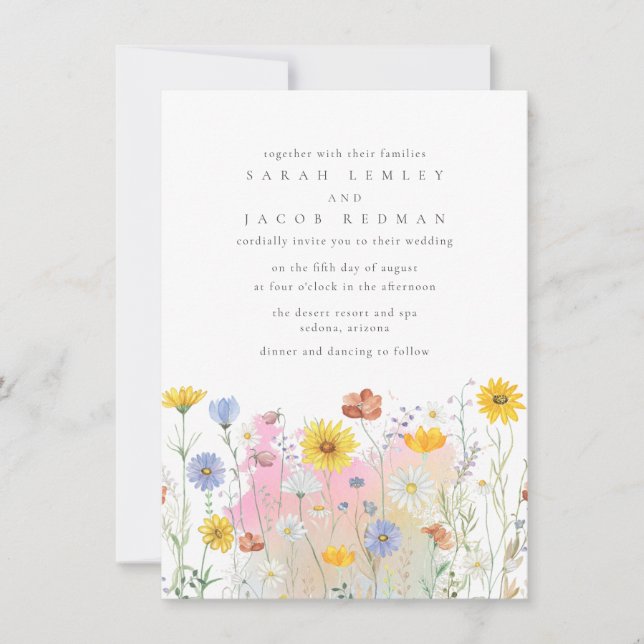 Invitación Boda de verano de Wildflower Meadow (Anverso)