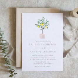 Invitación Boda de verano del árbol de limón de color de agua