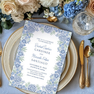 Invitación Boda de verano del Dusty Blue Garden
