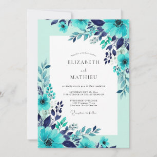 Invitación Boda de verano deslumbrante en azul verdoso