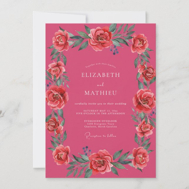 Invitación Boda de verano efervescente magenta (Anverso)
