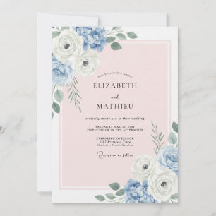 Invitación Boda de verano elegante azul en polvo