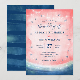 Invitación Boda de verano elegante rosado de la Marina Rustic