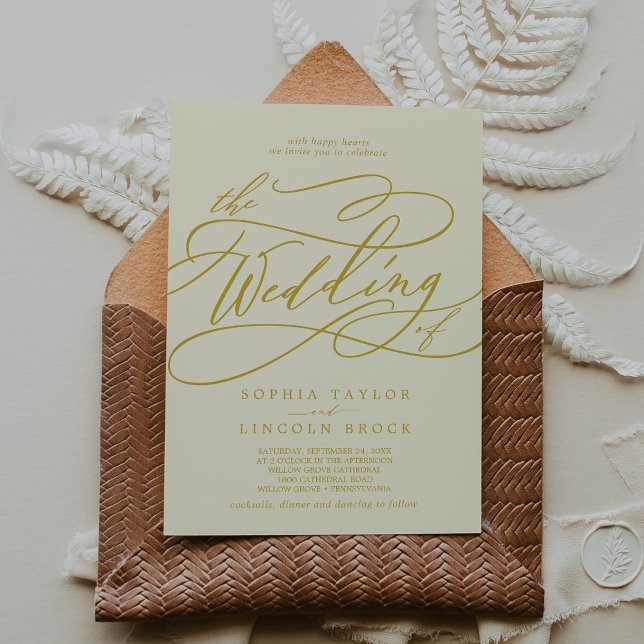 Invitación BODA de verano elegante y brillante amarillo con m (SOPHIA Butter Yellow Bright Elegant Summer Wedding Invitation)