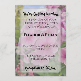 Invitación Boda de verano en el jardín con Phlox rosa vibrant