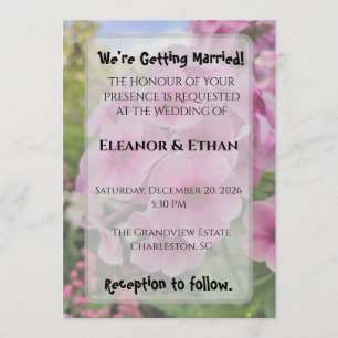 Invitación Boda de verano en el jardín con Phlox rosa vibrant
