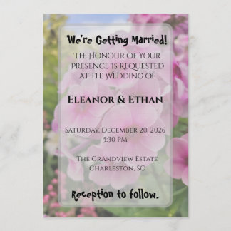 Invitación Boda de verano en el jardín con Phlox rosa vibrant