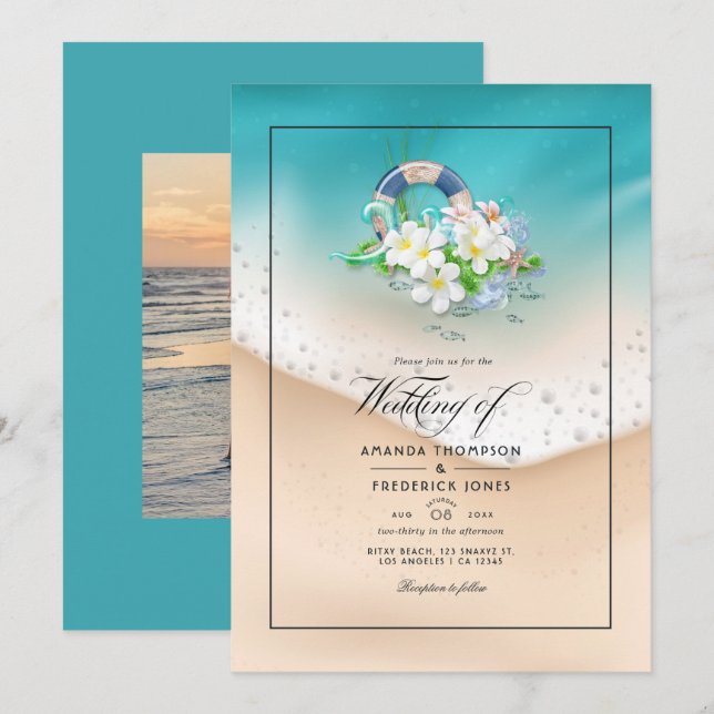 Invitación Boda de verano en la playa (Anverso / Reverso)