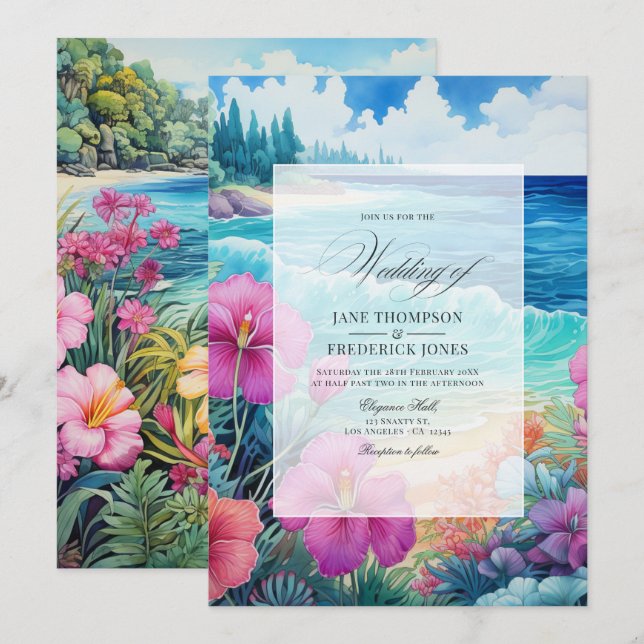 Invitación Boda de verano en la playa (Anverso / Reverso)